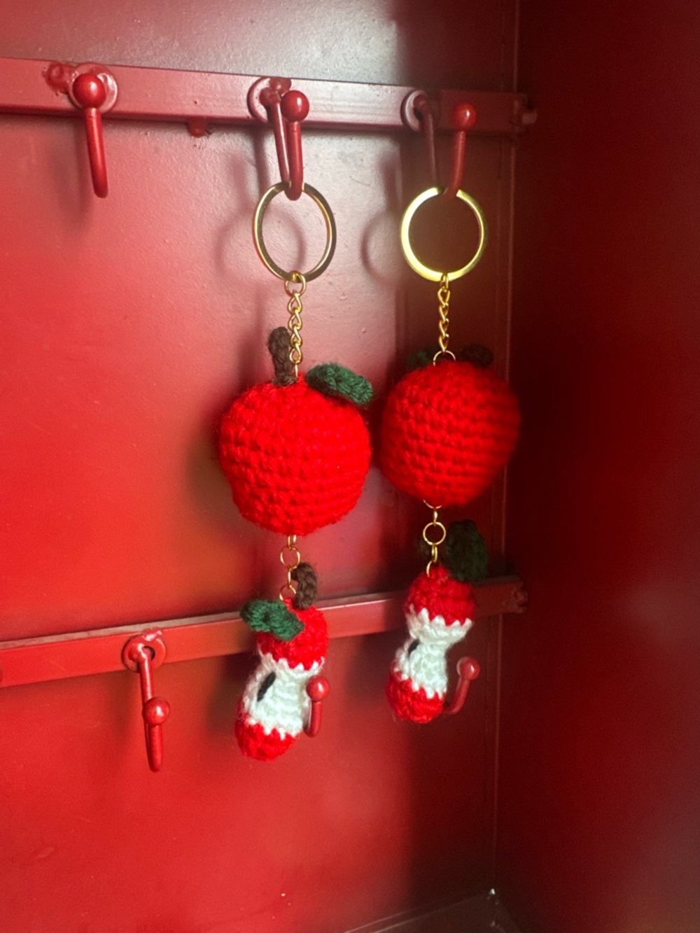 Handmade Red Apple Crochet Keychain for Kids Accessories